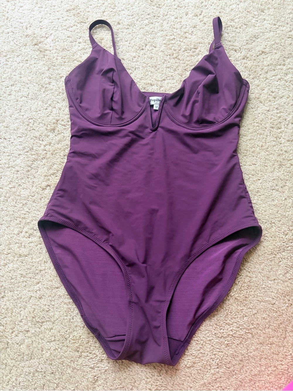 Poplin Purple Underwire One-Piece Swimsuit
